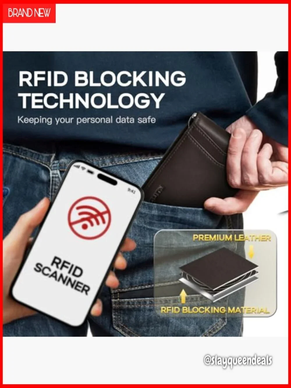 Slim RFID Blocking Money Clip Wallet with 8 Card Holder